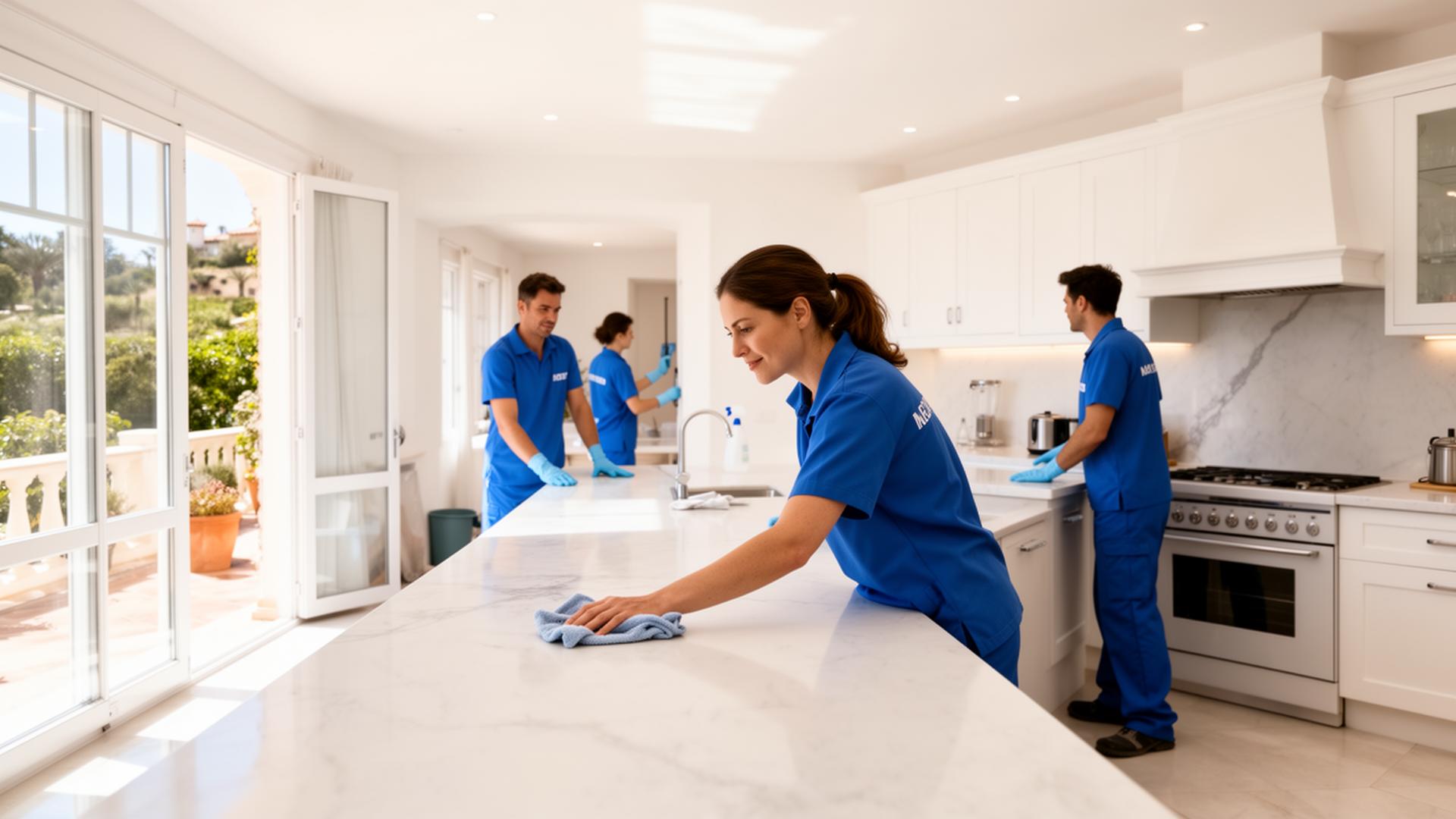 Professional cleaning team in a modern Cyprus home
